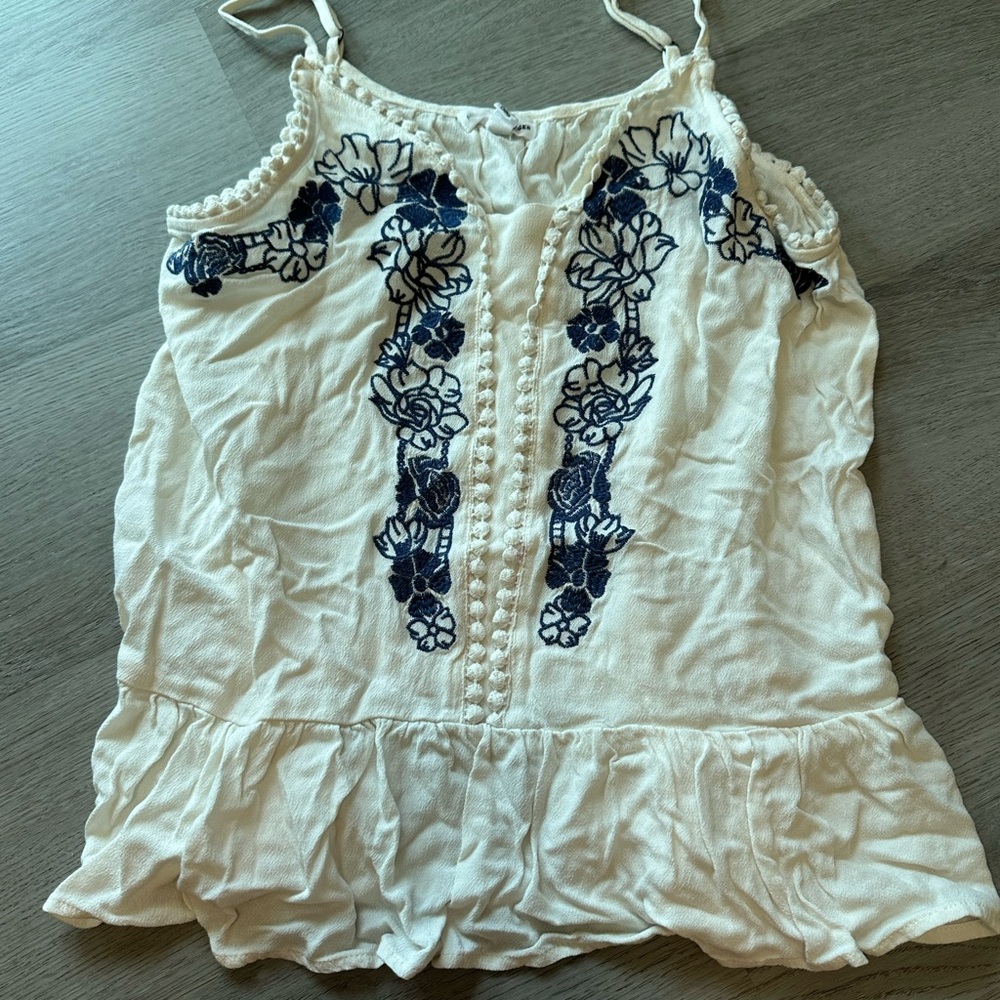 Navy Floral Embroidered Camisole